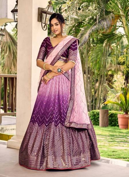 Purple Colour Kimaya By Zeel Clothing Wedding Chinon Lehenga Choli Wholesale Shop In Surat 5057-Purple