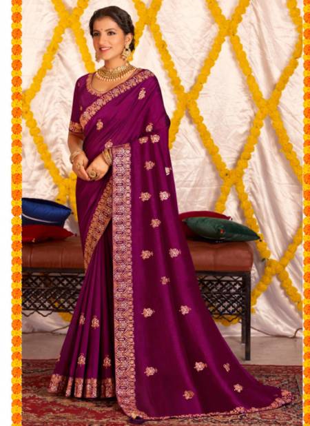Purple Colour Kiyansa By Kavira 6501 To 6509 Designer Sarees Catalog 6501