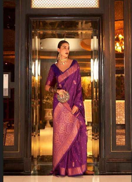 Purple Colour Klaura Silk By Rajbeer Wedding Saree Catalog 10006