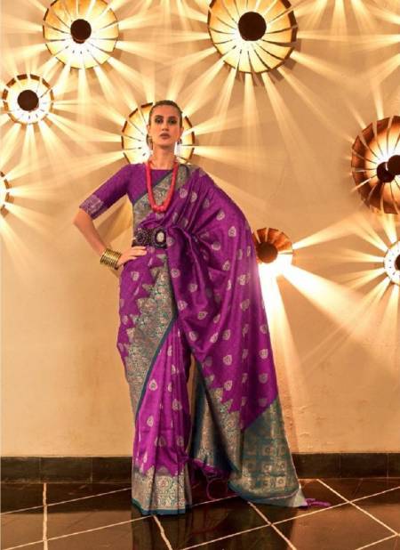 Purple Colour Kornella Silk By Rajtex Designer Saree Catalog 31001