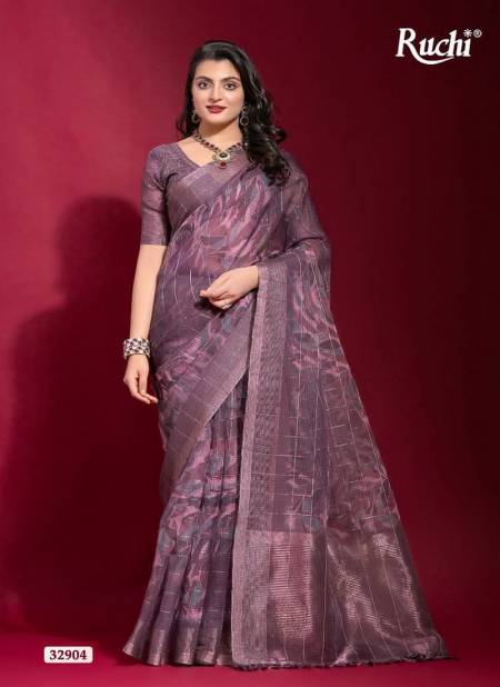 Purple Colour Krisha By Ruchi Linen Silk Printed Saree Wholesale Clothing Distributors In India 32904