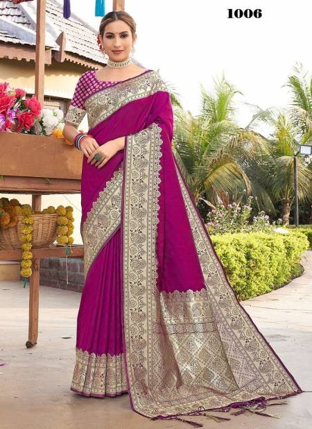 Purple Colour Lavanya By Sangam Pure Silk Saree Catalog 1006