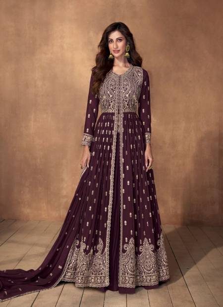 Purple Colour Madhubala By Aashirwad Georgette Designer Readymade Suit Catalog 9850