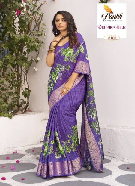 Purple Colour Mahak By Pankh Munga Silk Printed Designer Saree Wholesale Market In Surat With Price 8108
