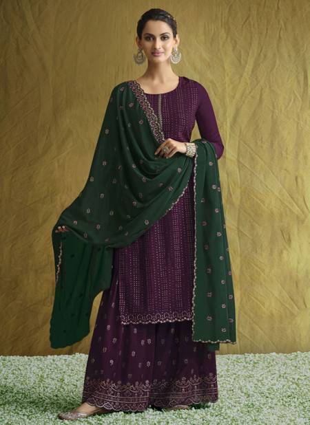 Purple Colour Maisha By Anbazaar 11046 To 11051 Sharara Suit Catalog 11048