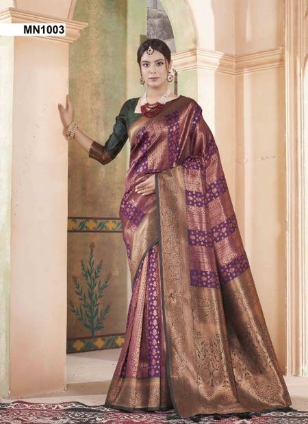 Purple Colour Mansi By 3 Of Kubera Pattu Kanjivaram Silk Wholesale Suppliers In Mumbai MN1003