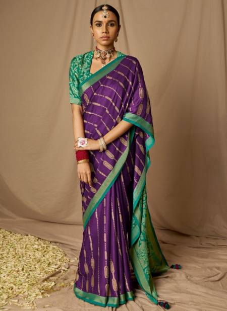 Purple Colour Meera Kimora Function Wear Wholesale Printed Sarees Catalog P16067
