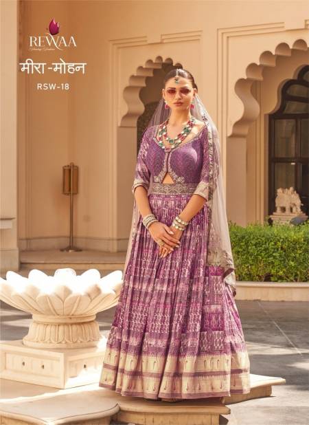 Purple Colour Meera Mohan By Rewaa Printed Desginer Lehenga Choli Manufacturers RSW-18