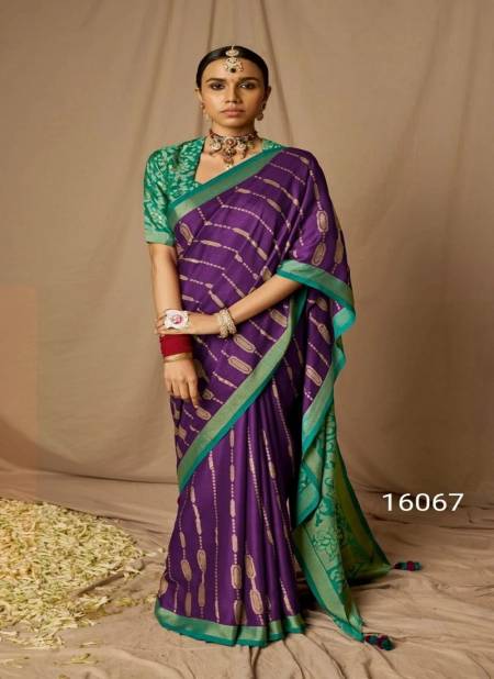 Purple Colour Meera Soft Silk By Kimora Soft Brasso Silk Designer Saree Catalog P 16067