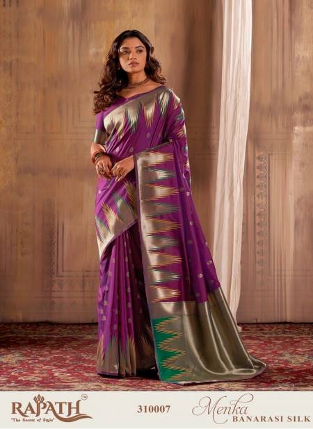 Purple Colour Menka Silk 310000 By Rajpath Banarasi Silk Occasion Saree Wholesale Shop In Surat 310007