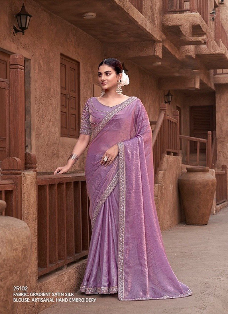 Purple Colour Moh Manthan 25100 Series By Mahotsav Gradient Satin Designer Wear Saree Surat Wholesale Market 25102