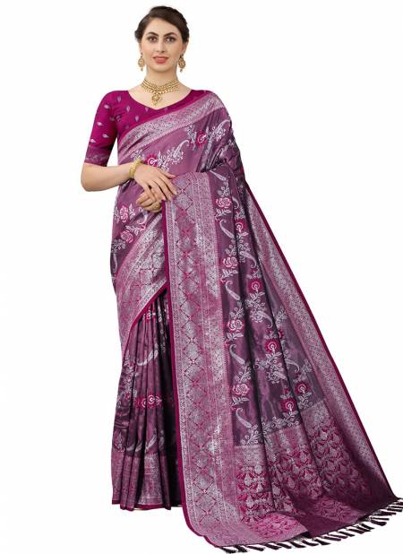 Purple Colour Murti Silk Varni Wholesale Printed Sarees Catalog 3002