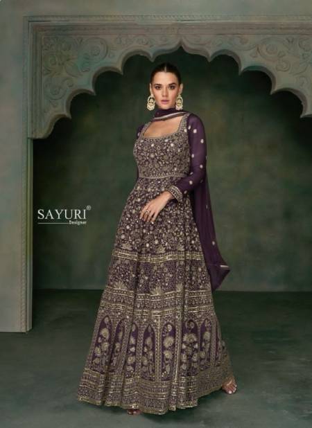 Purple Colour Nayaab By Sayuri Designer Georgette Gown With Dupatta Catalog 5350