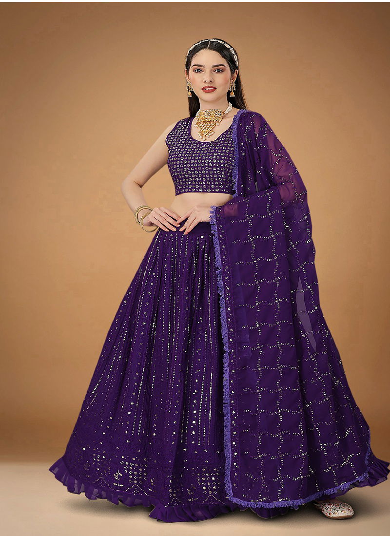 Purple Colour Nayomika By Biva Party Wear Lehenga Choli Catalog 20004