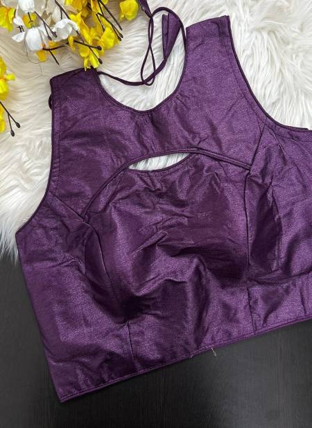 Purple Colour New Plain Designer Simar Silk Party Wear Blouse Catalog K