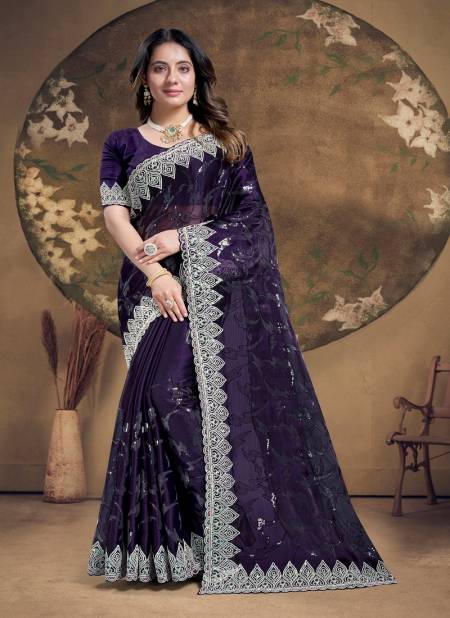 Purple Colour Nirali By Nari Fashion Desginer Jimmy Choo Silk Wear Saree Wholesale Price In Surat 7755