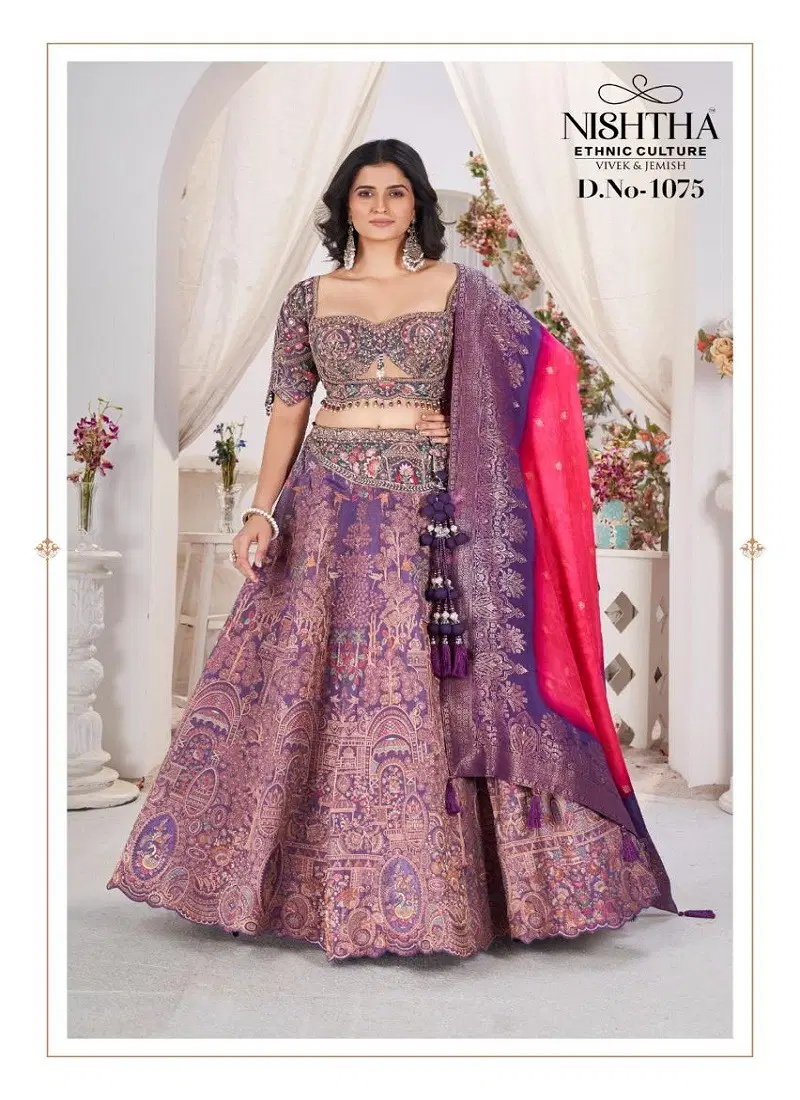 Purple Colour Nishtha Bridal Vol 1 By Nishtha Jacquard Designer Lehenga Choli Exporters In India 1075