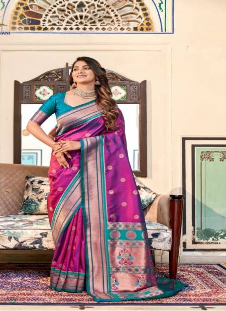 Purple Colour Nitya Paithani By Rajpath Paithani Silk Designer Saree Catalog 122003