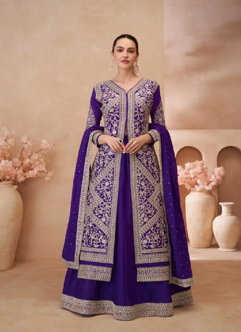 Purple Colour Noor By Rasalika Chinon Silk Readymade Suits Orders In India 2111