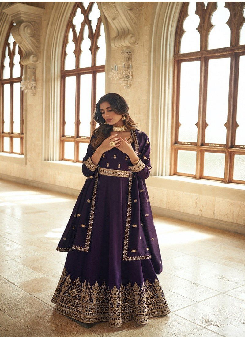 Purple Colour Noorjaha By Aashirwad Gown Catalog 9641