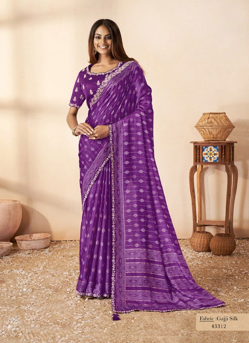 Purple Colour Norita Royal 43300 Swasti By Mahotsav Gajji Silk Designer Saree Wholesale Price In Surat 43312