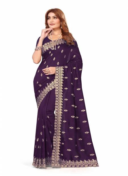 Purple Colour Nyra By Utsav Nari Vichitra Blooming Embroidery Saree Online Wholesale 2393