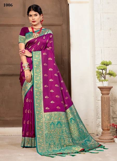 Purple Colour Parampara By Sangam Wedding Saree Catalog 1006