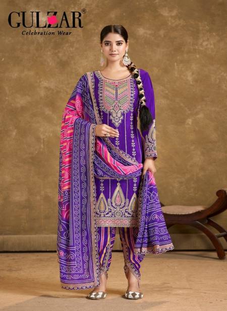 Purple Colour Phoolzari 2 By Gulzar Chinon Readymade Suits Suppliers In India 2132