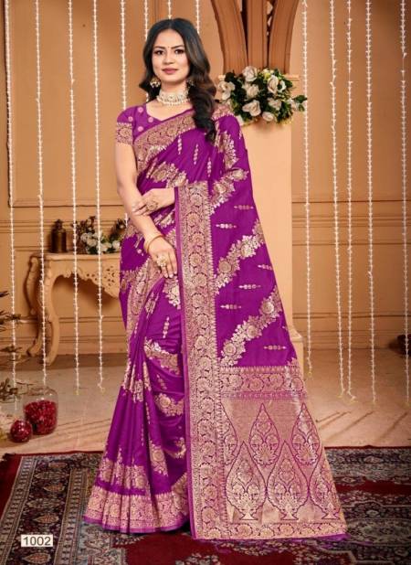 Purple Colour Plazzo Silk Vol 1 By Bunawat Silk Wedding Sarees Wholesale Online 1002