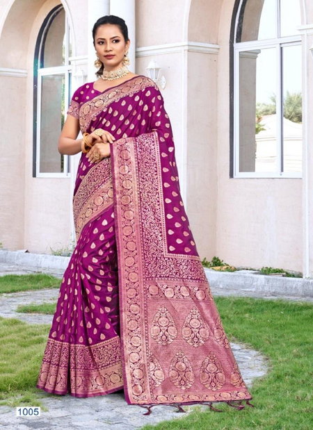 Purple Colour Plazzo Silk Vol 4 By Bunawat Silk Wedding Sarees Wholesale Shop In Surat 1005