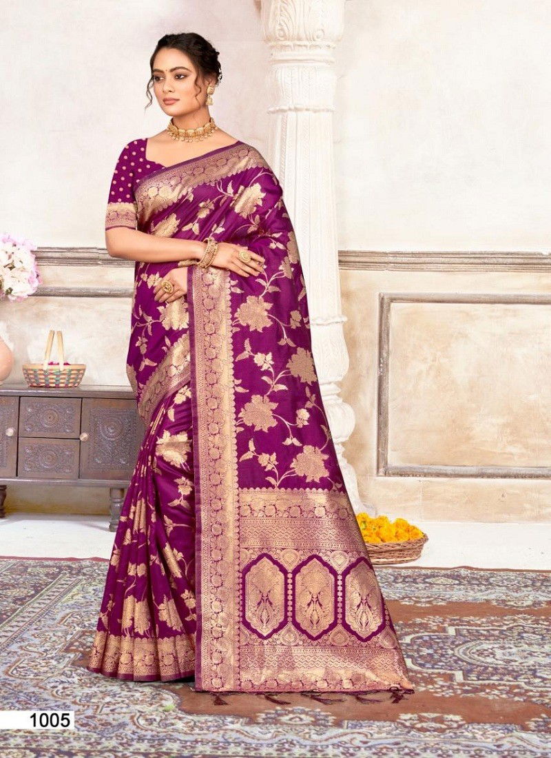 Purple Colour Plazzo Silk Vol 7 By Bunawat Silk Wedding Online Sarees Wholesale 1005