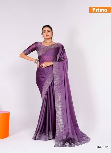 Purple Colour Prima 301 To 305 Black Rangoli Party Wear Saree Wholesale Clothing Suppliers In India 302