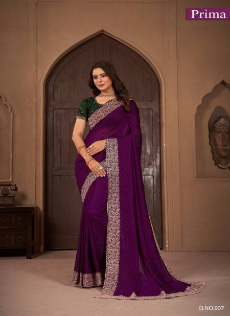 Purple Colour Prima 901 To 908 Vichitra Blooming Party Wear Saree Wholesale Market In Surat 907