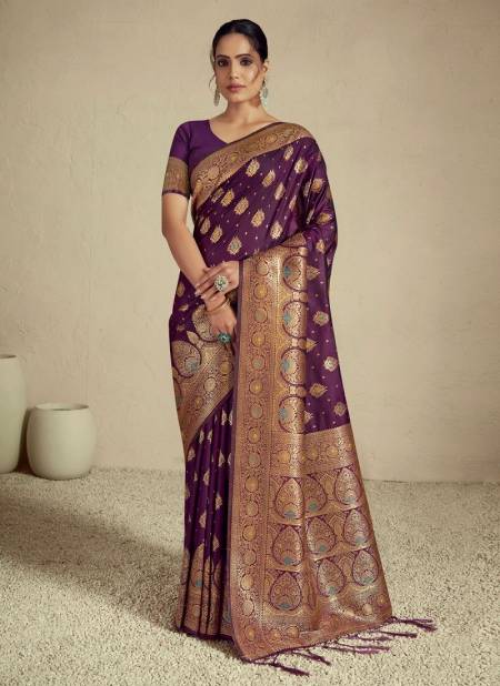 Purple Colour Pulkit By Bunawat Silk Wedding Sarees Wholesale Market In Surat 1002