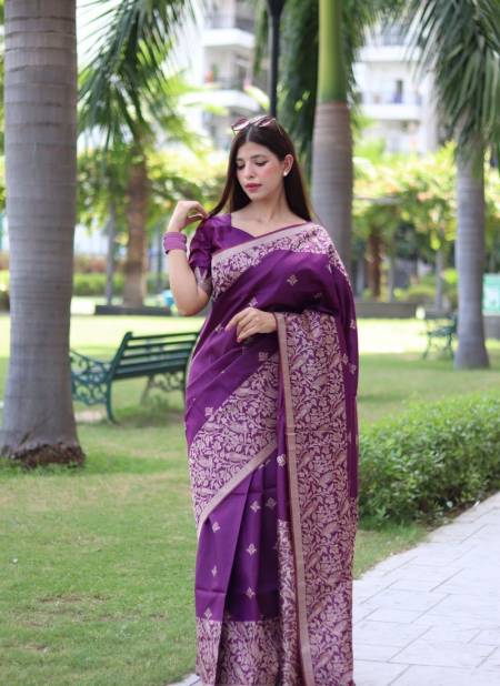 Purple Colour RF Veena Handloom Raw Silk Designer Sarees Wholesale Shop In Surat RF27542