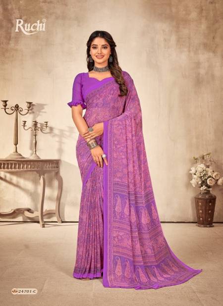 Purple Colour Ragaa Georgette By Ruchi Sarees Georgette Daily Wear Saree Catalog 24701 C