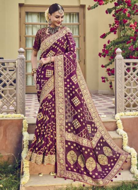 Purple Colour Rajgharana Vol 3 Wedding Wear Wholesale Designer Sarees  6609