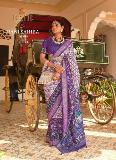 Purple Colour Rani Sahiba By Rath Patola Silk Designer Saree Catalog 1073