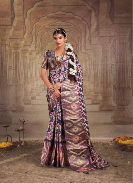 Purple Colour Rashmika 1001 To 1012 By Mahamani Creation Printed Heavy Tusser Gotha Silk Saree Wholesale Online 1002