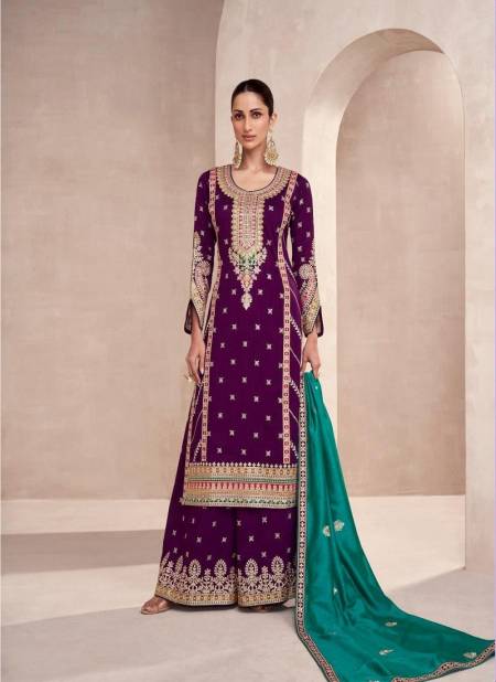 Purple Colour Rayana By Aashirwad Designer Premium Silk Wedding Wear Salwar Kameez Wholesale Online 9827