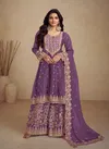 Purple Colour Rihaana By Gulkayra Real Chinon Readymade Suits Exporters In India 7467-A