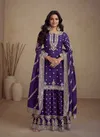 Purple Colour Sadaf By Gulkayra Real Chinon Plazoo Readymade Suits Supplier In India 7466-A