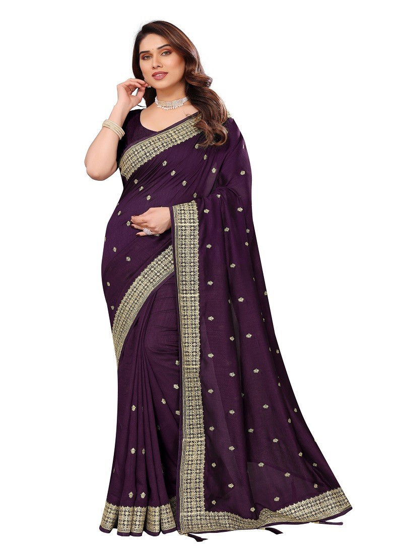 Purple Colour Saina By Utsav Nari Vichitra Blooming Jari Embroidery Wedding Sarees Exporters In India 2333