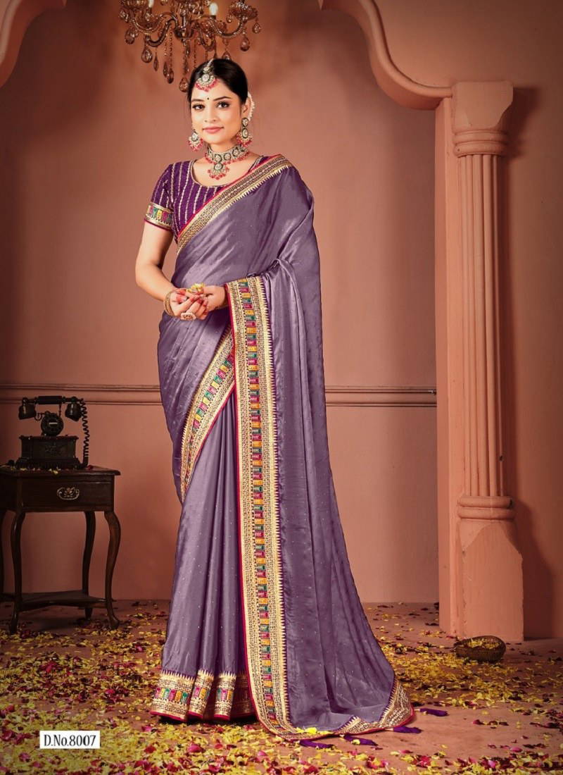 Purple Colour Sakhi By Suma Black Rangoli Designer Party Wear Saree Wholesale Online 8007