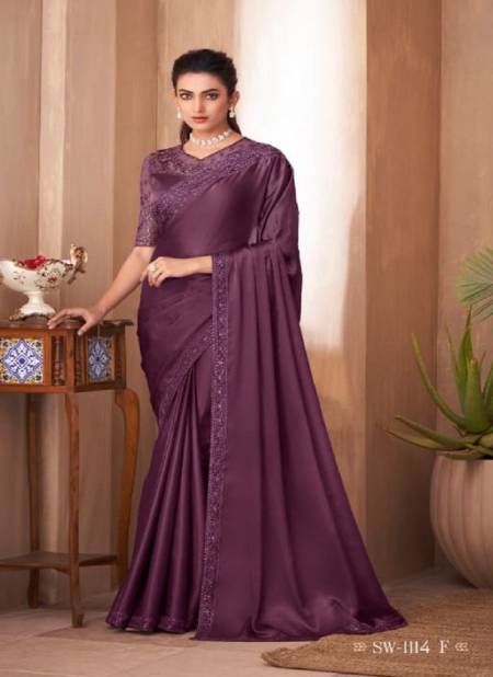 Purple Colour Sandalwood Hit Design 1114 Colors Party Wear Saree Catalog 1114 F