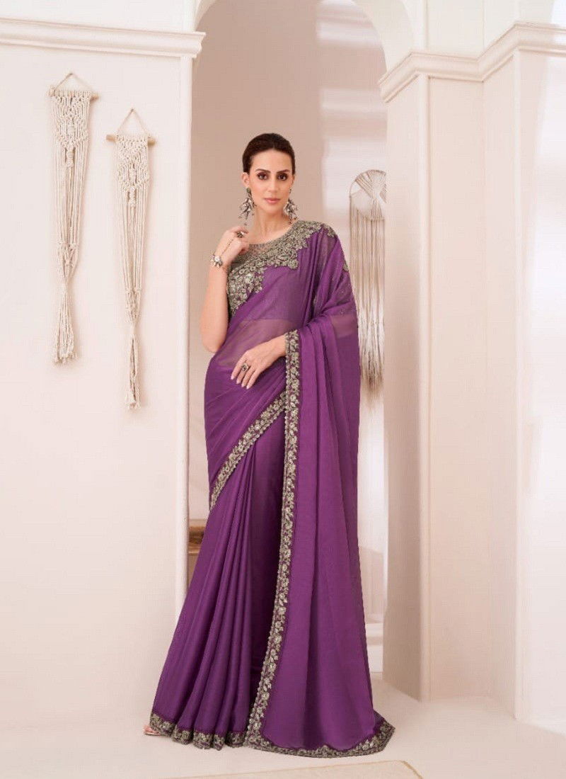 Purple Colour Sandalwood Vol 13 By TFH Designer Party Wear Saree Suppliers SW-1314