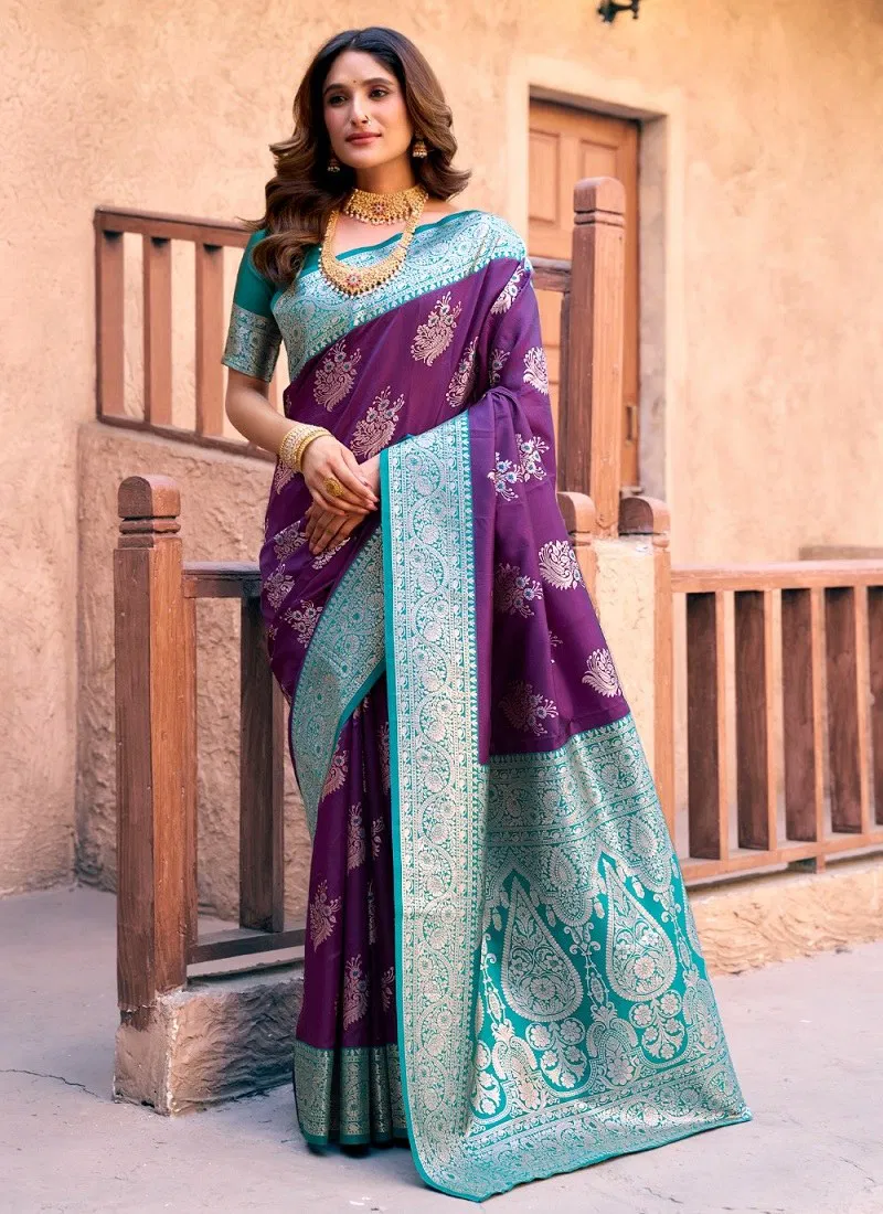 Purple Colour Sanvi Silk By Gobuni Silk Designer Saree Wholesale Price In Surat 1302