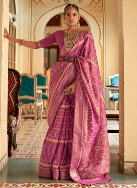 Purple Colour Saptapadi Ethnic Wear Smooth Patola Wholesale Saree Collection R 526 D
