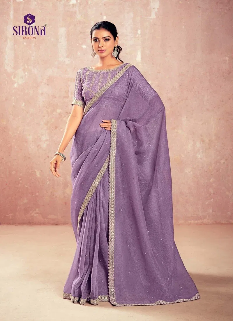 Purple Colour Shamika By Sirona Chiffon Designer Party Wear Sarees Orders In India 1006