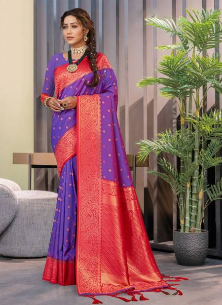 Purple Colour Silk N Silk 14001 To 14006 Designer Saree Catalog 14002